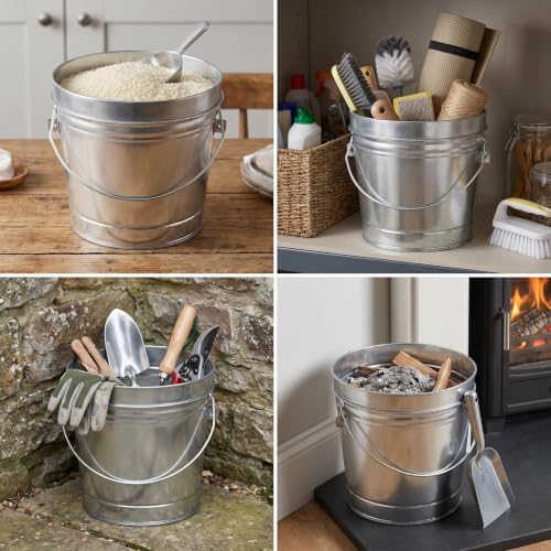 6 Gallon Galvanized Steel Storage Can with Locking Lid, Heavy Duty Metal Storage Container, Rust-Resistant Metal Bin for Dog Food, Pet Food, Bird Seed, Kitchen, Garage & Home Storage