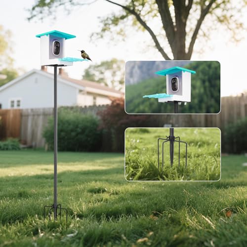 Bird Feeder Pole Kit 80.5 Inch, Outdoor Heavy Duty Birdhouse Pole, 6 Base Adjustable Bird Feeder Holder (for G08,G11Bird Feeder) - color: Black