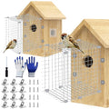 Bluebird House Predator Guards 2 Pack Metal Wire Entrance Hole Protector Bird House Hole Protector Bird House Wire Entrance Guard for Blue Bird Nesting & Babies Safe (Square)