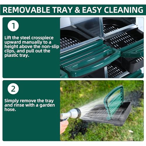 Chicken Nesting Box 10-Compartment – Roll Away Laying Boxes for Hens with Lid Cover & Egg Protection – Heavy Duty Red Poultry Nest Box - color: Green, size: 59.1"L x 23.6"W x 35.4"H
