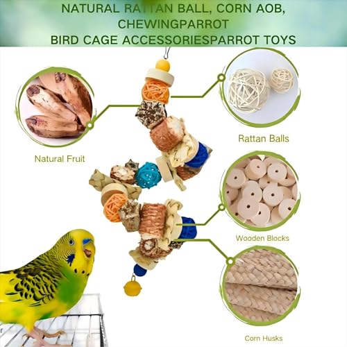 Natural Bird Rope Perches Toys, Birdcage Hanging Chew Toys | Parakeet Swing Chew Toys, Birdcage Hanging Toys, For Conure Cockatiel Budgies Lovebird Parrot