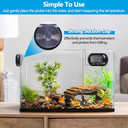 DaToo Aquarium Thermometer with Large LCD Display Fahrenheit/Celsius(℉/℃) Fish Tank Thermometer for Aquarium Reptile Terrarium Digital Water Thermometer with Suction Cup - size: 1 Pack