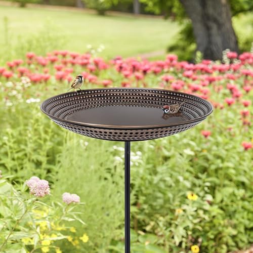 Good Directions Bronze Finish Bird Bath on Garden Pole 18" - style: Bronze