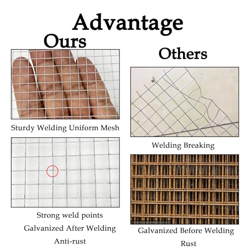 Hardware Cloth 1/4 inch 4" x10ft 23G,Chicken Wire,Welded Wire Mesh Roll | Hot-Dip Galvanized After Welding,Heavy Duty for Chicken Run, Rabbit Fence, Garden Protection, Poultry Netting