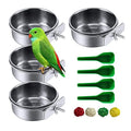 kathson Stainless Steel Bowls for Birds,4 Pcs Parrot Feeder Dish Cups,Bird Cage Water Food Bowl Coop Cup with Clamp Holder for Parrots Cockatiel Budgies Parakeet Lovebird(M) - size: 【M:4.7x2.2 Inches】