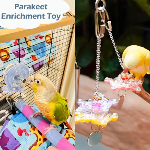 2pcs Bird Toys for Parakeets, Colorful Spinner Wheel (Rondom Color) | Interactive Enrichment Toy Create Soft Rustling Sounds When Spinning, Safe for Chewing to Meet Birds' Gnawing Instincts - style: 2pcs
