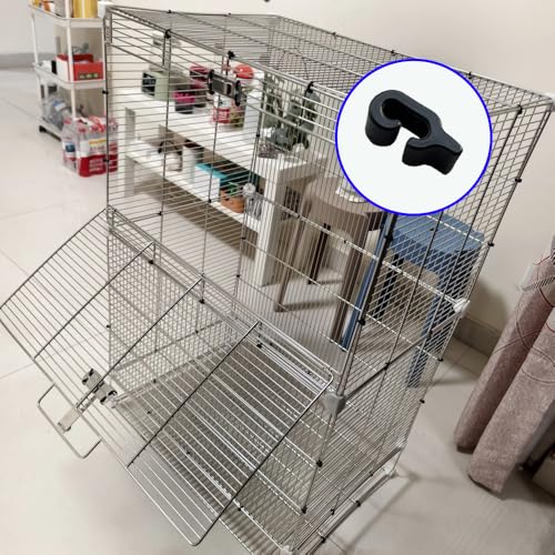 60 Pcs Plastic Pet Cage Door Clips for Small Pet Bird Hamster | Black Rabbit Cages Connector Clamp