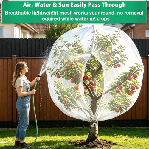 Bird Netting for Garden Protection, 2 Pack 7.21Ft x 5.9Ft Garden Netting | Reusable Fruit Tree Netting, Blueberry Netting, Fine Mesh with Zipper, Drawstring & Lock Buckle, Keeps Birds & Insects Away - size: 2 Pack 7.21Ft x 5.9Ft