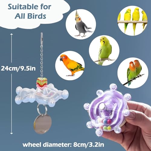3pcs Bird Toys for Parakeets, Colorful Spinner Wheel (Rondom Color) | Interactive Enrichment Toy Create Soft Rustling Sounds When Spinning, Safe for Chewing to Meet Birds' Gnawing Instincts - style: 3pcs