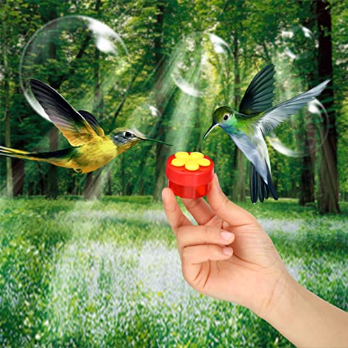 8 Pcs Hummingbird Feeder Handheld Window Flower Mini Hand Held Hummingbird Ring Feeders Wild Bird for Outdoors Backyard Birdwatcher Gifts Supplies(Red Bottom) - color: Red Bottom