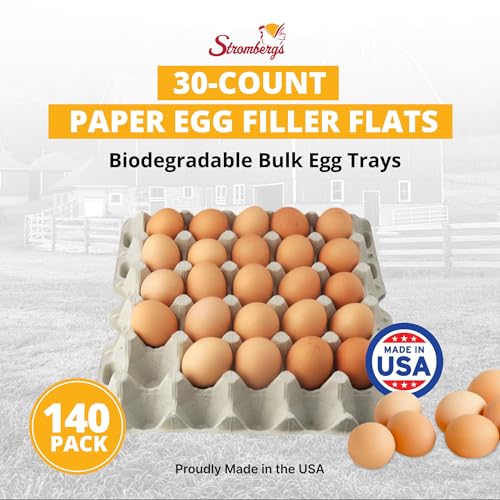 Stromberg's 30-Count Paper Egg Filler Flats, Biodegradable Bulk Egg Trays for Chickens and Ducks, Eco-Friendly Egg Flat for Safe Transport, Storage, and Sale, 140-Pack (Eggs Not Included)