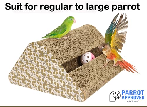 OSWINMART Parrot Cardboard Toy with Jingle Ball - size: LARGE size