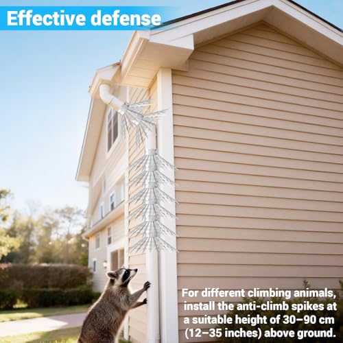 Bird Spikes Squirrel Proof Baffle for Bird Feeder Pole, Outdoor Anti Climb Spikes for Fence, Tree, Wall, Roof, Drainpipes, Deterrent Squirrel, Pigeon, Raccoon, Cat, 40 inch Stainless Steel Barb Spikes - size: 40 inches