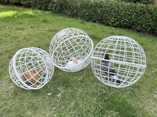19.6" Ball-Shaped Movable Chicken Coop,Farm Courtyard Outdoor Accessible Rolling Rabbit Duck Hutch,Preventing Dog Bites Trampled by Horse,Pet Removable Prevent Harassment Safety Cage(1 PC) - color: White
