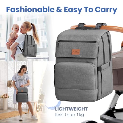Baby Diaper Bag Backpack - Baby Bag for Girls & Boys, Large Waterproof Diaper Backpack - Baby Shower Gifts for Boys & Registry Must Haves - Travel Diaper Bags with Changing Pad - Newborn Stuff - color: A. Gray, style: Classic