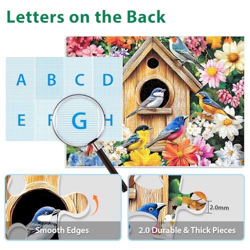 500 Pieces Puzzle for Adults,Birds Flower Puzzle, Recycled Cardboard Animals Jigsaw Puzzles 500 Pieces,Challenging Puzzles Game Home Decor Birthday Party Gift Toy for Adults Seniors 20.5 * 15 in - style: Birds
