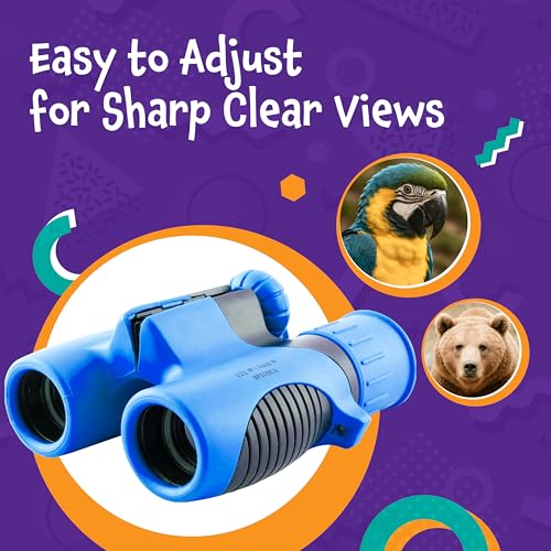 Think Peak Blue Binoculars Science Toy for Kids Ages 3-12 Years - Real Compact Outdoor Adventure & STEM Educational Nature Hiking Explorer for Bird Watching, Camping Children’s Birthday Gift - color: Blue