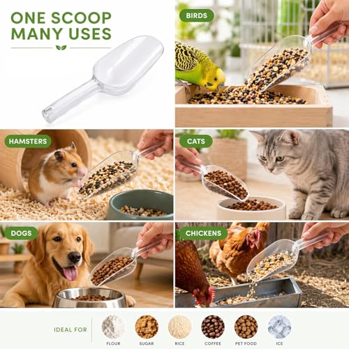 Bird Feeder Scoop Set, 2PCS Acrylic Seed Scoop, Easy Refill Tool for Tube Feeders, Pet Bird Feeding Scoop for Budgies, Finches, Chickens, Small Animals(Frosted Transparent) - color: Frosted transparent