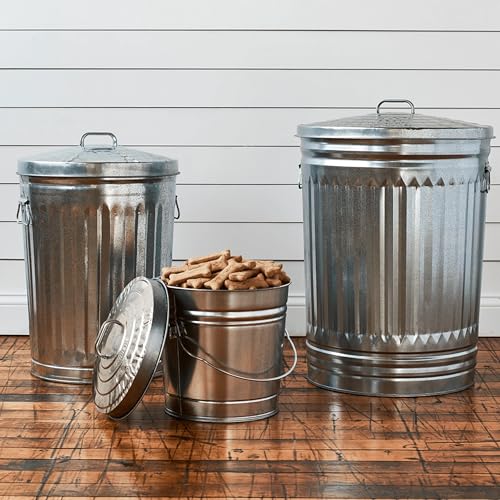 Galvanized Steel Storage Jar with Locking Lid 6 Gallon Airtight Container for Kitchen Pantry