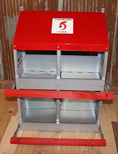 Duncan’s 4 Hole Chicken Nesting Box for Laying Hens, American Made Galvanized Steel Hen Nesting Boxes, Easy Assembly Poultry Nest Box for Chicken Coop, Heavy Duty Metal Design