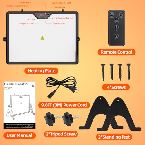180W Smart Brooder Heat Plate with Remote - Dual-Sided Brooder Plate, 4 Timer Modes, Night Light, LED Temp Display & Adjustable Stand for Winter Warmth (Charcoal Black) - color: Charcoal Black