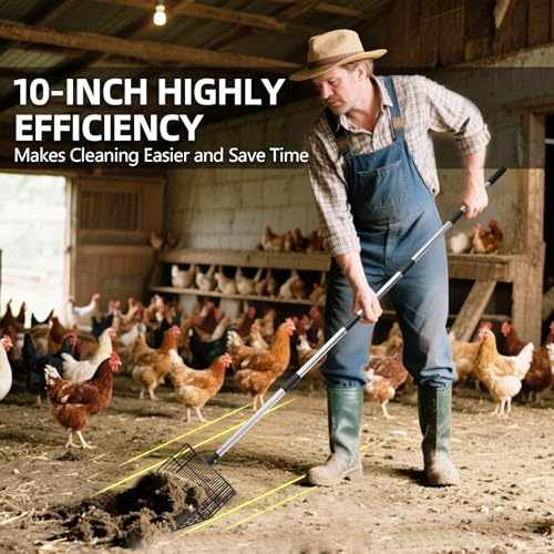 PUPTECK Large Chicken Poop Scooper - Adjustable Long Handle Poop Scooper with Deep Shovel, Detachable Heavy Duty Shovel Multifunctional Chicken Cleaning Tool Coop Accessories(23"-68") - size: XL(Length 23"-68", Width 10")