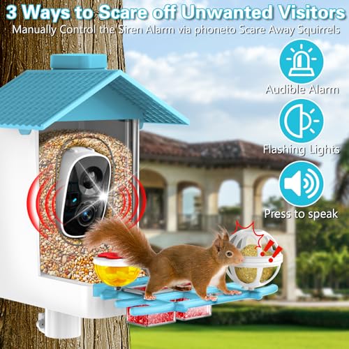 TayePin Bird Feeder with Camera Solar Powered & AI Identify 10,000+ Birds Species, 2.4Ghz WiFi Smart Feeding, 2K HD Live Video for Outdoor, IP65 Waterproof, Instant Arrival Alerts, Bird Lover Gifts
