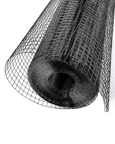 Black Hardware Cloth 1/2 in 60 x 50 ft 19 Gauge Chicken Wire | Vinyl coated wire fencing, Low Defect Rate, Stronger Welds, Garden Fence, Tree Guard, Rodent Control - size: Black 1/2" 60" x 50' 19Ga