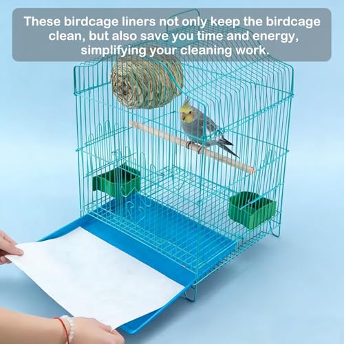 100 Sheets Bird Cage Liner Papers, Disposable Bird Cage Paper Liners, Cuttable Pet Animal Cages Cushion, Precut Absorbent Bird Paper for Bird Parrot Small Animal, 7.9 x 7.9'' - size: 7.87''x 7.87''