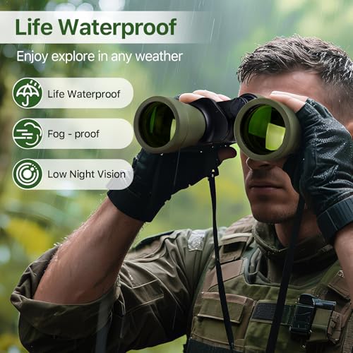 FREE SOLDIER 20x50 High Powered Binoculars for Adults, Green | With Bak4 Prism Fmc Lens, Lightweight, Portable, Waterproof, Fog-Proof, For Bird Watching, Hunting, Hiking, Concerts, Travel - color: Green