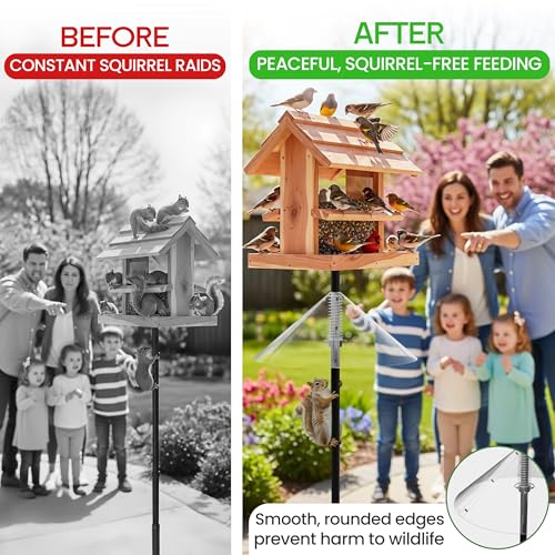 Premium Squirrel Baffle for Bird Feeder Pole Protector with Spring for Better Defense 19 Inch Slinky to Bird Feeders Outside Mount Anti Raccoon Rodent Stopper Garden Accessories Backyard