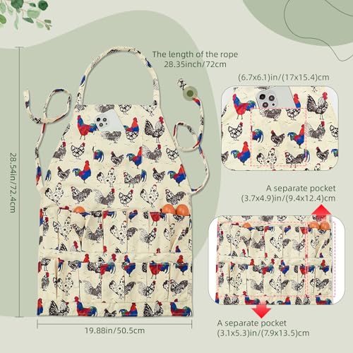 1 pack Egg Apron, Egg Collecting Apron for Chicken Duck Goose Eggs, with 13 Pockets Chicken Egg Apron for Women&Men