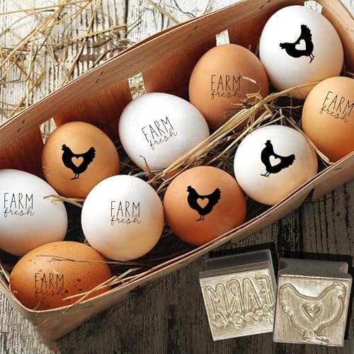 2Pcs Egg Stamps,Chicken Egg Stamp, Egg Stamps for Fresh Eggs, Farm Fresh Egg Stamp for Farm Backyard Chicken Coop Branding Gift Giving