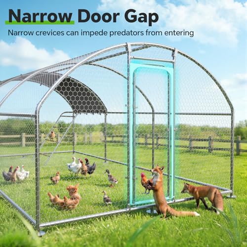 10 x 19.7 x 6.4 FT Metal Chicken Coop, Chicken Run with Cover | Walk-in Chicken Coop, Waterproof Cover, Side Hardware Cloth, Roosting Perch, reinforced frame, Backyard & Farm Use - size: 236.5"L x 119.5"W x 76.5"H