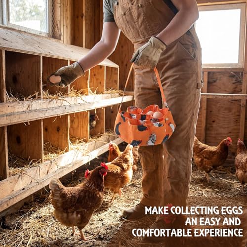 2 Pieces Egg Basket Mini Egg Collecting Bags Gathering Basket with 7 Pouches for Farmhouse Chicken Hen Duck Goose Housewife Garden Transporting Storage, 8 x 2.6 Inch(Orange) - color: Orange