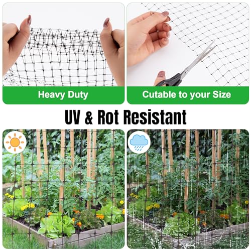 NONMON Bird Netting Deer Fence Netting 5 x 100FT Heavy Duty Garden Netting | Protection Net for Chicken Coop, Protect Fruit Trees, Plants and Vegetables Against Birds, Deer, Squirrels and Other Animals - size: 5 x 100ft - 1 Pack