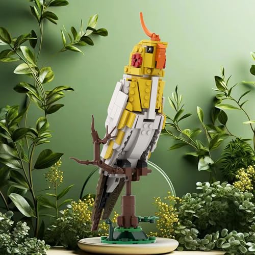 White Cockatiel Building Set Model Standing Branch 331Pcs Home Office Decor | LUXEBLOCKS cockatiel Model: original bird bricks, DIY standing branch model, home office decor, creative gift for adults.