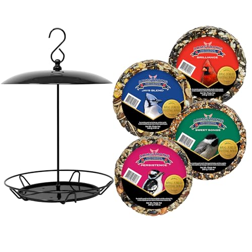 Armstrong Royal Jubilee Granola Stack Feeder + 4 Granola Stacks Assorted Bundle - Durable 12-Inch Hanging Feeder with Premium High-Energy Treats for Wild Birds - style: Granola Stack Bundle
