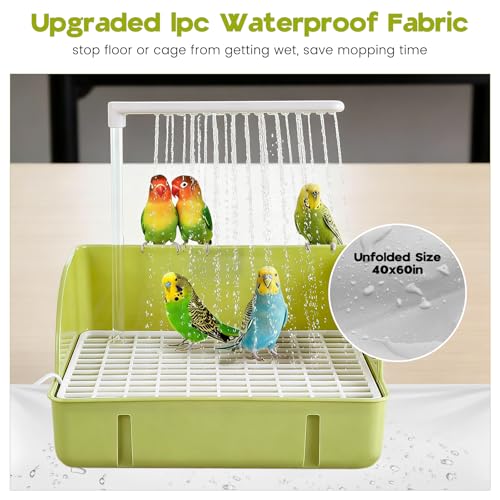 Parrot Bathtub, Large Bird Shower Fountain, Automatic Bird Bath, Parrot Bath Shower, Automatic Bathtub with Circulating Faucet, Indoor Fountain with USB Pump, Green - color: A