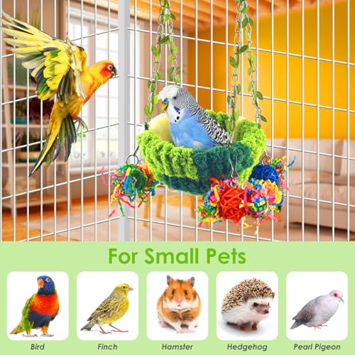 KATUMO Bird Nest, Conure Breeding Bed Parrotlet Snuggle Nest Lovebird Bed Bird Swing Bed for Small Birds, Size Small - color: Green, size: 5.5"L x 5.5"W x 3.0"Th