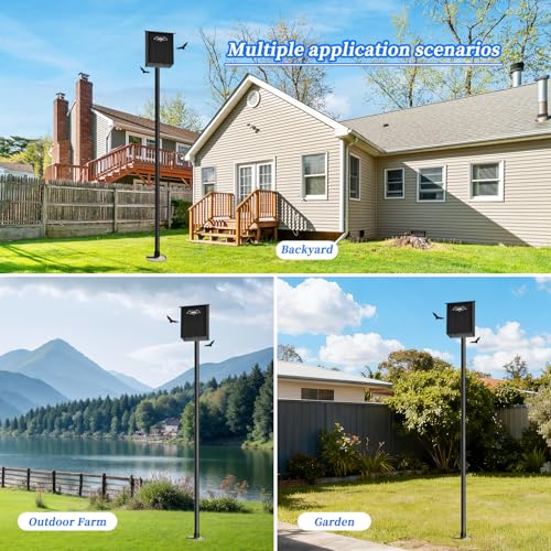 15ft Purple Martin House Pole with Ground Socket, 1.9in Diameter Bat House Pole Heavy-Duty Galvanized Steel, Durable & Easy to Install,Including Bird House Installation Bracket, Black - size: 15FT