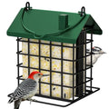 Gbekery All-Metal Double Suet Bird Feeder for Outdoors Hanging, Suet Cake Cage Holder with Weather-Resistant Roof & Perch for Outside Garden, Green - color: Green