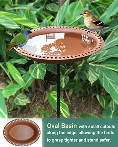 28 inch Lightweight Birdbaths Antique Decoration Detachable Birdfeeder & Bird Bath for Outdoor Garden, Oblong Chocolate - color: Chocolate, size: ¾ gal