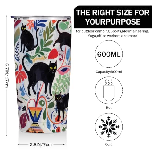 Jztco Cat Gifts for Women 20 oz Tumbler, Cat Stainless Steel Insulated | Cat Themed Insulated Travel Coffee Mugs Water Bottle, Cat Lover Gifts for Women Girls Mom Christmas Birthday Gifts - color: Multi 1350