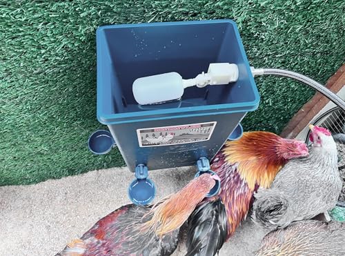 Chicken Waterer with Float Controlled Automatic Set, Chicken Coop Accessories - No Manual Water refilling Needed, 4 Gallon（Compatible with 5/8-inch and 3/4-inch Water Pipes, 60-inch Water Supply Pipe - color: Navy Blue