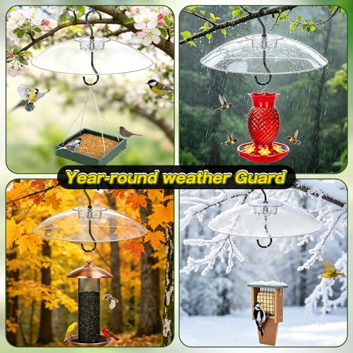 Gtongoko Bird Feeder Cover Dome 12" Clear Bird Feeder Rain Guard 1 Pack | Bird Feeder Cover for Rain Clear PC Dome Built-in Ant Moat Chew-Resistant Keeps Seed Dry Fits Hanging Bird Feeders - color: Transparent