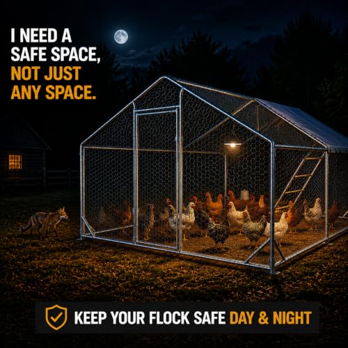 Heavy Duty Metal Chicken Coop with Hardware Cloth (117.99" L x 118.01" W x 78" H) - size: 117.99"L x 118.01"W x 78"H