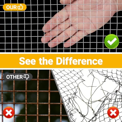 36in x 10ft Hardware Cloth Chicken Wire -1/2 Inch 19 Gauge Hot Dipped Galvanized After Welding Welded Wire Mesh, Rust-Proof Fencing for Gardens, Chicken Coops & Poultry Netting - size: Silver-1/2inch 36inch×10ft