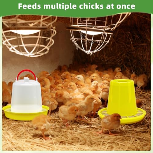 Funnymoom 12 Pack 1.5L Baby Chicken Feeder and Waterer Set Top Bird Small Poultry Feeding for Pigeon Chick Drinker Duckling Quail Feeding Dispenser (Yellow)