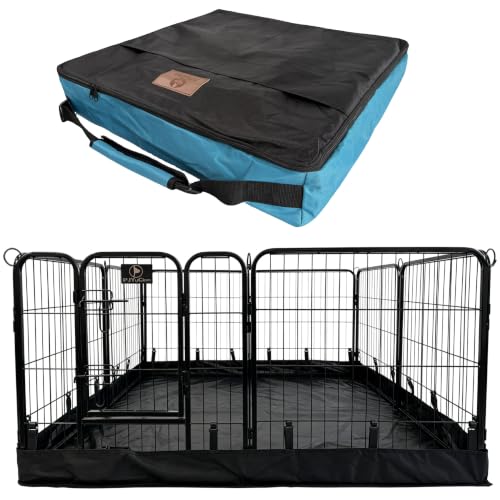 PJYuCien Puppy Playpen Plus Storage Bage with Bottom, 8 Panels 24" H | Heavy Duty, Dog Fence for Small Dogs, Foldable Square Pen, Indoor, Outdoor, Backyard Pasture, Camping, Protects Floors - style: 8-Panels 24.0"W